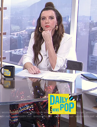 Melanie’s striped sequin skirt on E! News Daily Pop