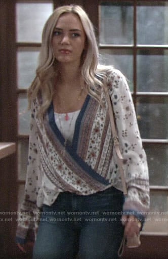 Summer’s floral wrap blouse on The Young and the Restless