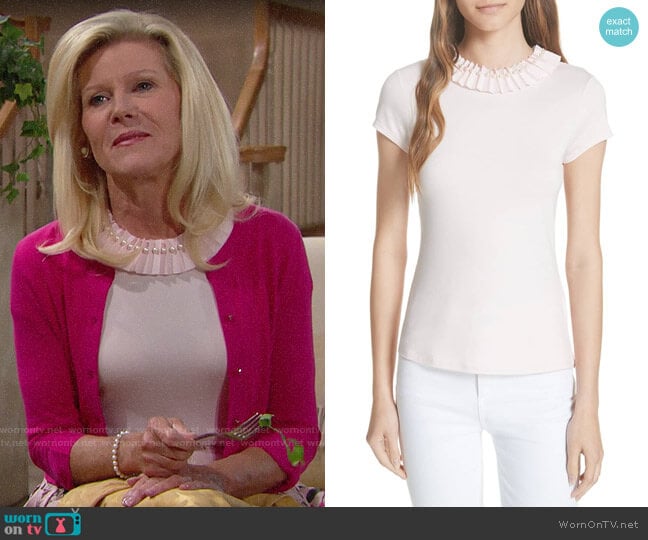 Ted Baker Nickita Imitation Pearl Neck Top worn by Pamela Douglas (Alley Mills) on The Bold and the Beautiful