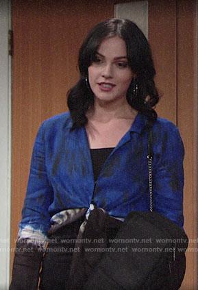 Tessa’s blue tie-dye shirt on The Young and the Restless