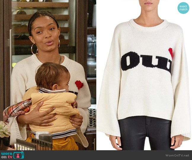 The Kooples Oui Sweater worn by Zoey Johnson (Yara Shahidi) on Black-ish