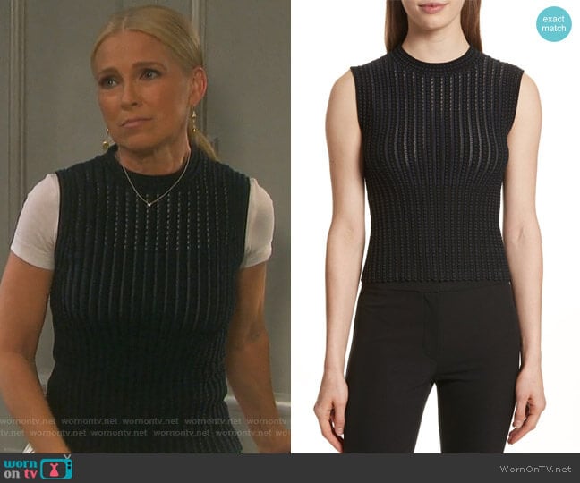Theory Check Pattern Knit Shell worn by Jennifer Horton (Melissa Reeves) on Days of our Lives