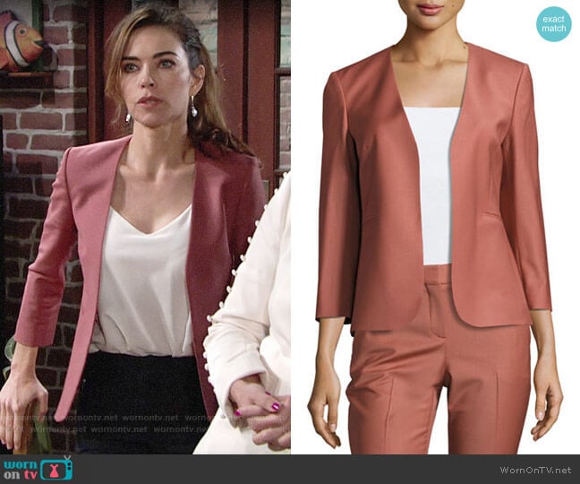 Theory Lindrayia Blazer in Deep Rose worn by Victoria Newman (Amelia Heinle) on The Young and the Restless