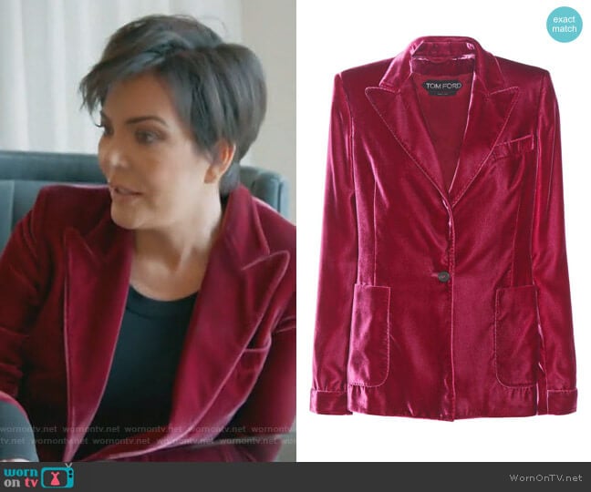 Tom Ford Velvet blazer worn by Kris Jenner on Keeping Up with the Kardashians