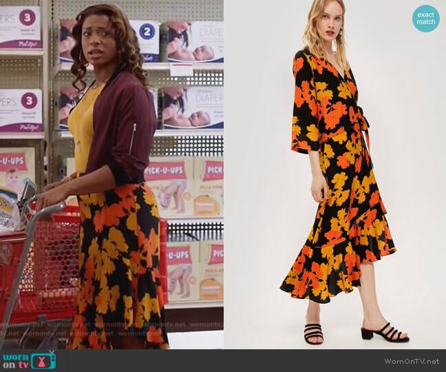 Topshop Linear Floral Midi Skirt worn by Poppy (Kimrie Lewis) on Single Parents