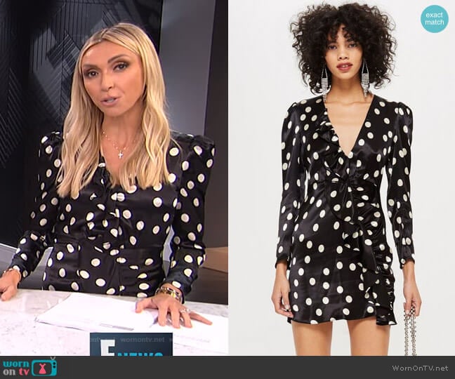 Topshop Spot Satin Frill Dress worn by Giuliana Rancic on E! News