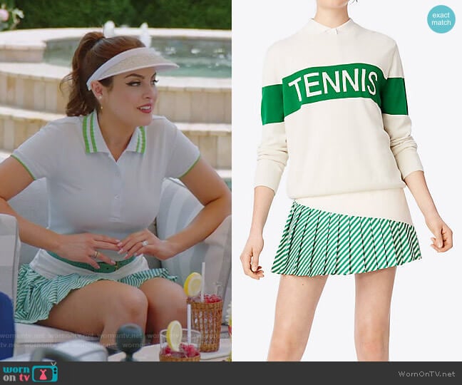 Tory Sport Striped Pleated-Hem Skirt worn by Fallon Carrington (Elizabeth Gillies) on Dynasty