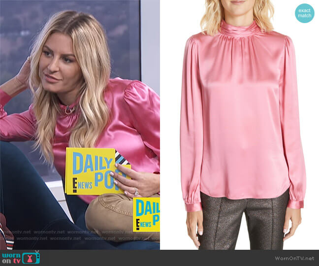 Veronica Beard Chilton Bow Back Silk Blouse worn by Morgan Stewart on E! News