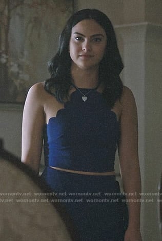 Veronica’s blue scalloped trim crop top on Riverdale