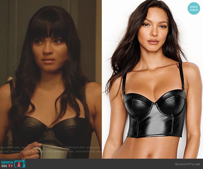 Victoria's Secret Faux-leather Bustier worn by Simone Davis (Brittany O'Grady) on Star