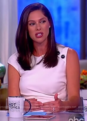 Abby’s white button shoulder gathered dress on The View
