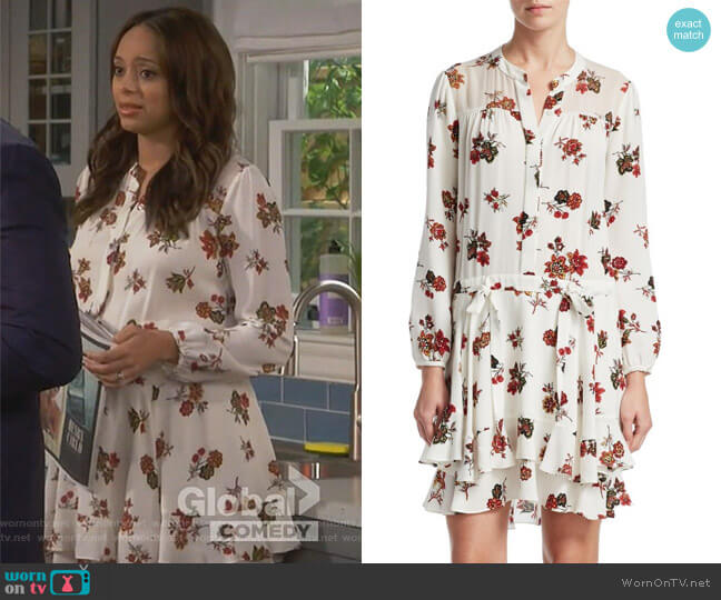 ALC Rori Floral Silk Mini Dress worn by Claire (Amber Stevens West) on Happy Together