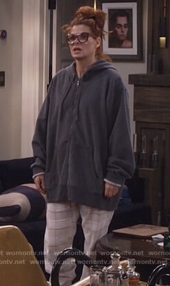 Grace’s white plaid pajama pants on Will and Grace
