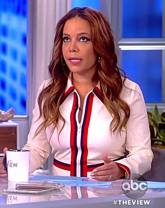 Sunny’s white zip-front dress on The View