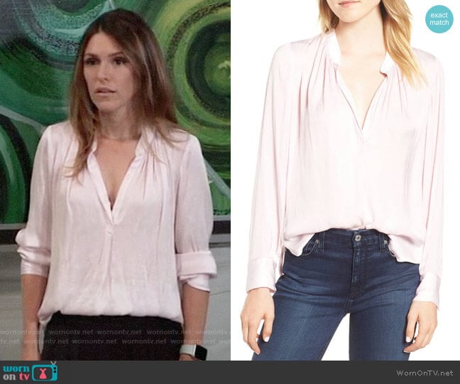 Zadig & Voltaire Tink Blouse in Parme worn by Margaux Dawson (Elizabeth Hendrickson) on General Hospital