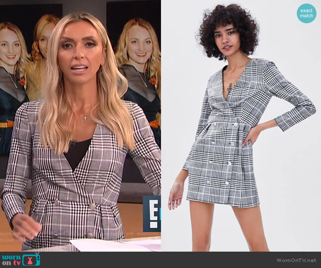 Zara Double Breasted Plaid Dress worn by Giuliana Rancic on E! News