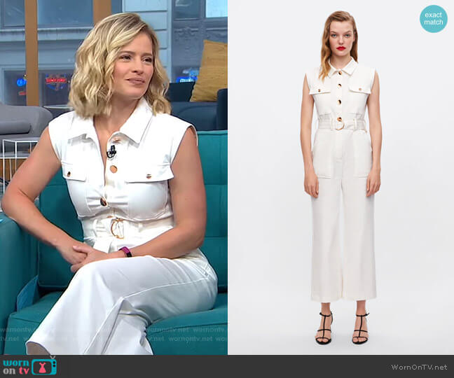 Zara Jumpsuit with Belt worn by Sara Haines on Good Morning America