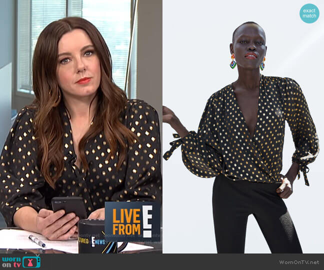 Zara Polka Dot Bodysuit worn by Melanie Bromley on E! News