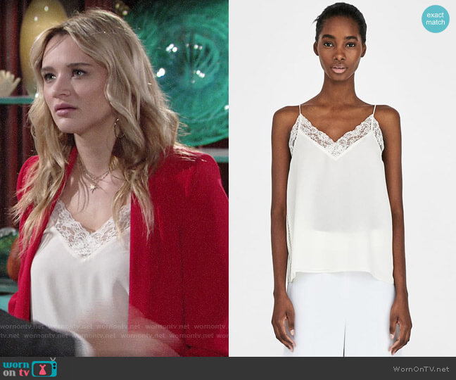 Zara Lingerie Style Top worn by Summer Newman (Hunter King) on The Young and the Restless