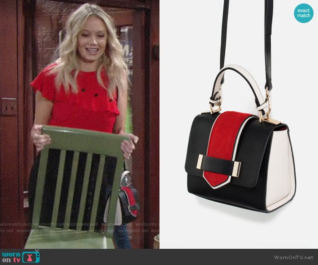 Zara Contrast Mini City Bag worn by Abby Newman (Melissa Ordway) on The Young and the Restless