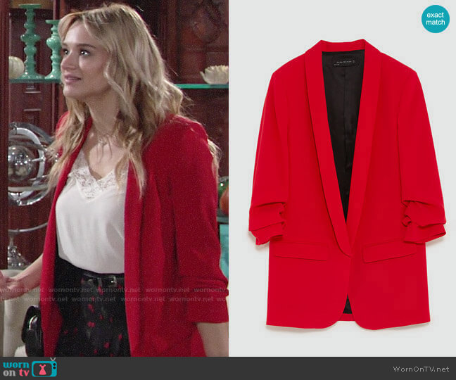 Zara Crepe Blazer worn by Summer Newman (Hunter King) on The Young and the Restless