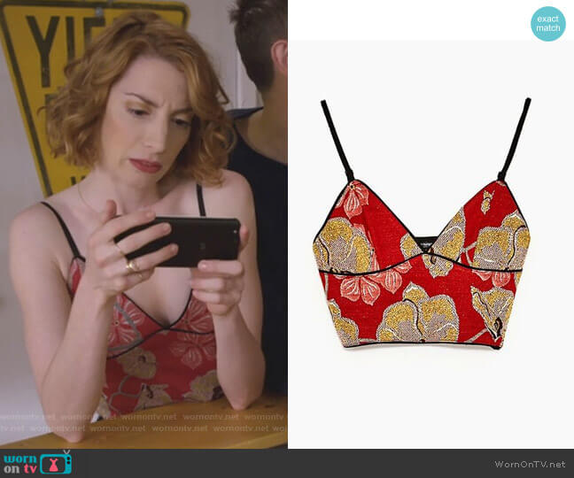 Zara Jacquard Crop Top worn by Lauren (Molly Bernard) on Younger