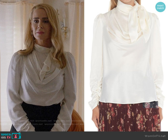 Zimmermann Silk-satin Blouse worn by Cordelia Foxx (Sarah Paulson) on American Horror Story