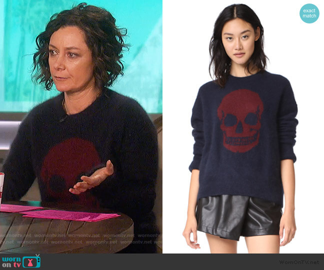 360 Sweater Natalie Skull Sweater worn by Sara Gilbert on The Talk