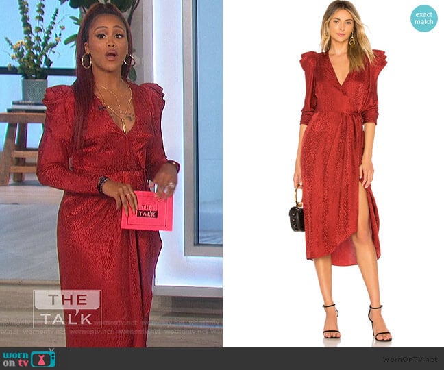 ALC Carolina Puff Shoulder Silk Jacquard Dress worn by Eve on The Talk