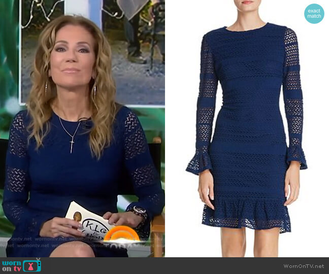 Adrianna Papell Knit Lace Bell Sleeve Dress worn by Kathie Lee Gifford on Today