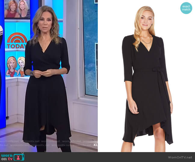 Adrianna Papell Three Quarter Sleeve Crepe Wrap Dress worn by Kathie Lee Gifford on Today