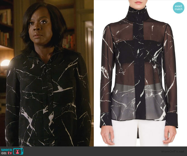 Akris Marble Tile Print Silk Blouse worn by Annalise Keating (Viola Davis) on How to Get Away with Murder