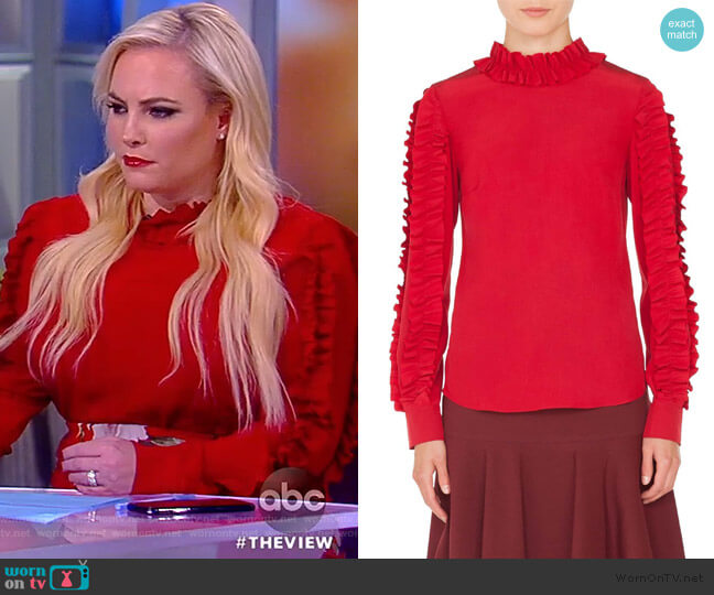 Akris Punto Ruched Silk Blouse worn by Meghan McCain on The View
