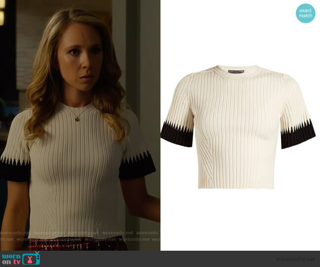 Alexander McQueen Contrast-cuff ribbed cropped top worn by Veronica Newell (Juno Temple) on Dirty John