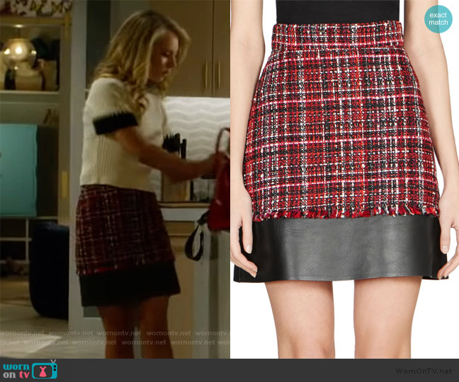 Alexander McQueen Leather & Tweed Mini Skirt worn by Veronica Newell (Juno Temple) on Dirty John