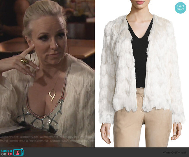 Alexis Florin Scalloped Tiered-Fringe Jacket worn by Margaret Josephs on The Real Housewives of New Jersey