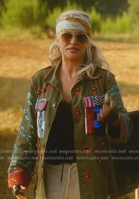 Alexis’s embellished army jacket on Dynasty