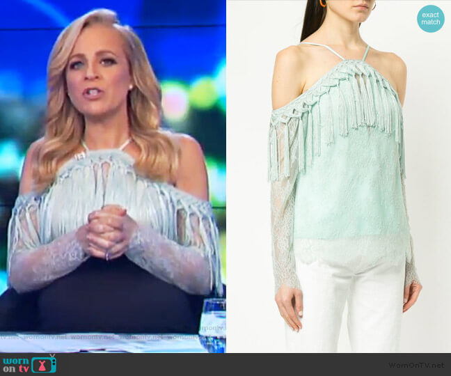 Alice McCall She Said Top worn by Carrie Bickmore on The Project