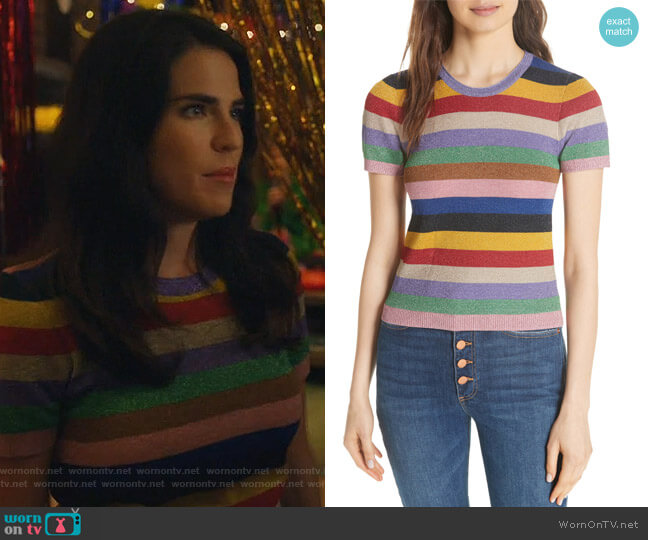 Alice + Olivia Baylor Stripe Top worn by Laurel Castillo (Karla Souza) on How to Get Away with Murder