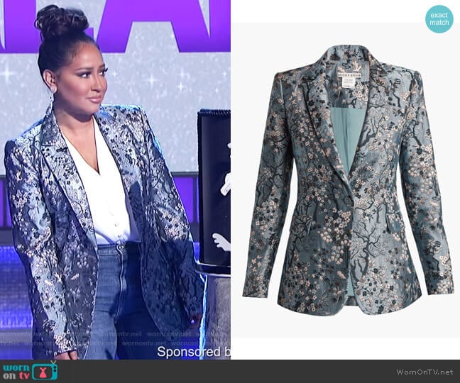 Alice + Olivia Macey Fitted Blazer worn by Adrienne Houghton on The Real