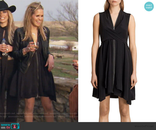All Saints Jayda Zip-Front Silk Dress worn by Jackie Goldschneider on The Real Housewives of New Jersey