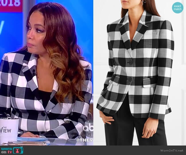 Altuzarra Fenice gingham wool-blend twill blazer worn by Sunny Hostin on The View