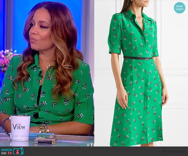 Altuzarra Wednesday belted printed shirt dress worn by Sunny Hostin on The View