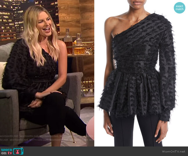 Anais Jourden Twinkle One-Sleeve Peplum Top worn by Morgan Stewart on E! News