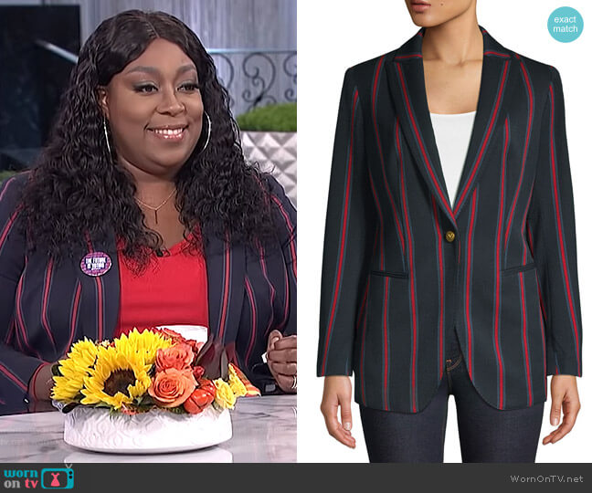 Anne Klein Striped Peak Lapel Blazer worn by Loni Love on The Real