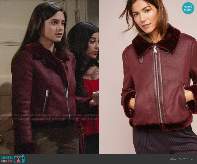 Costello Moto Jacket from Anthropologie worn by Lola Rosales (Sasha Calle) on The Young and the Restless
