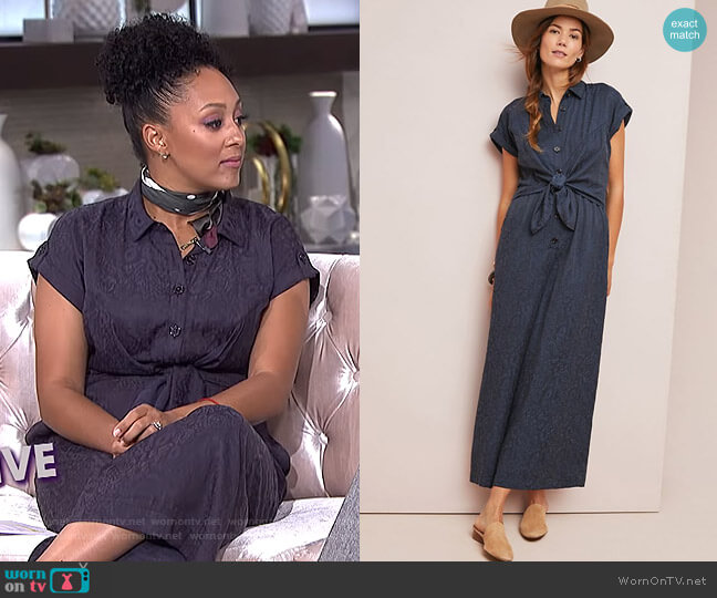 Anthropologie James Tie-Waist Jumpsuit worn by Tamera Mowry on The Real