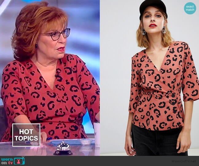 ASOS Wrap Top with Button Detail in Animal Print worn by Joy Behar on The View