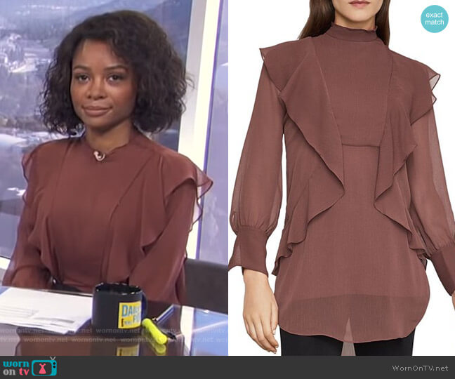 Bcbgmaxazria Ruffle-Trim Tunic Blouse worn by Zuri Hall on E! News