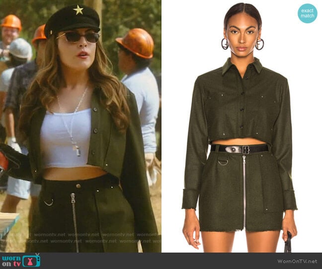 Beau Souci Raid Skirt worn by Fallon Carrington (Elizabeth Gillies) on Dynasty